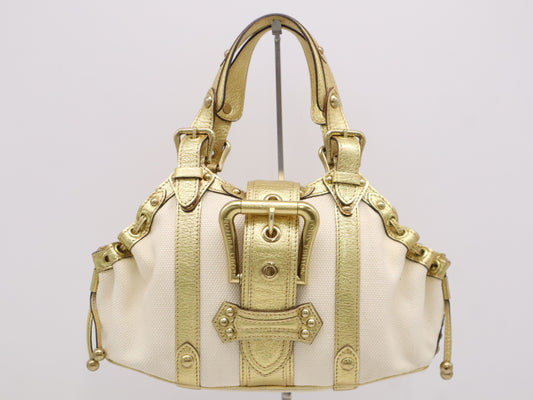 LOUIS VUITTON M92391 Canvas and Leather Teda GM Gold and Ivory Handbag