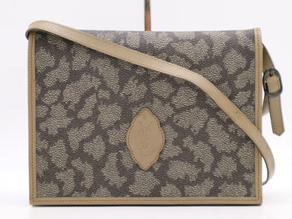 Yves Saint Laurent PVC Shoulder Bag Beige Gray Shoulder Bag