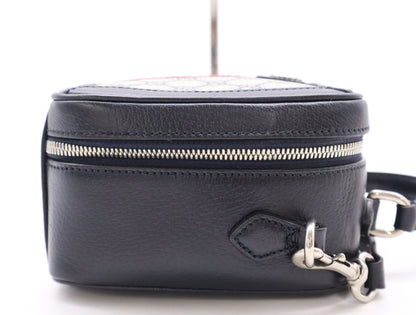GUCCI 772157 GG Supreme Ophidia PVC and Leather 2-Way Handbag in Navy and Beige with Shoulder Strap, Dust Bag, and Box
