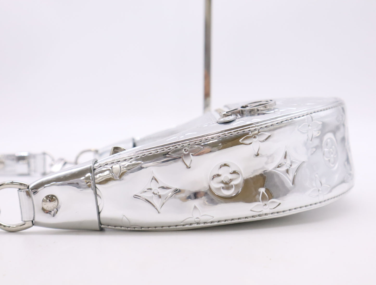 LOUIS VUITTON M11833 Enamel Monogram Myroir Loop Silver RFID Reactive Verified Handbag with Shoulder Strap and Chain