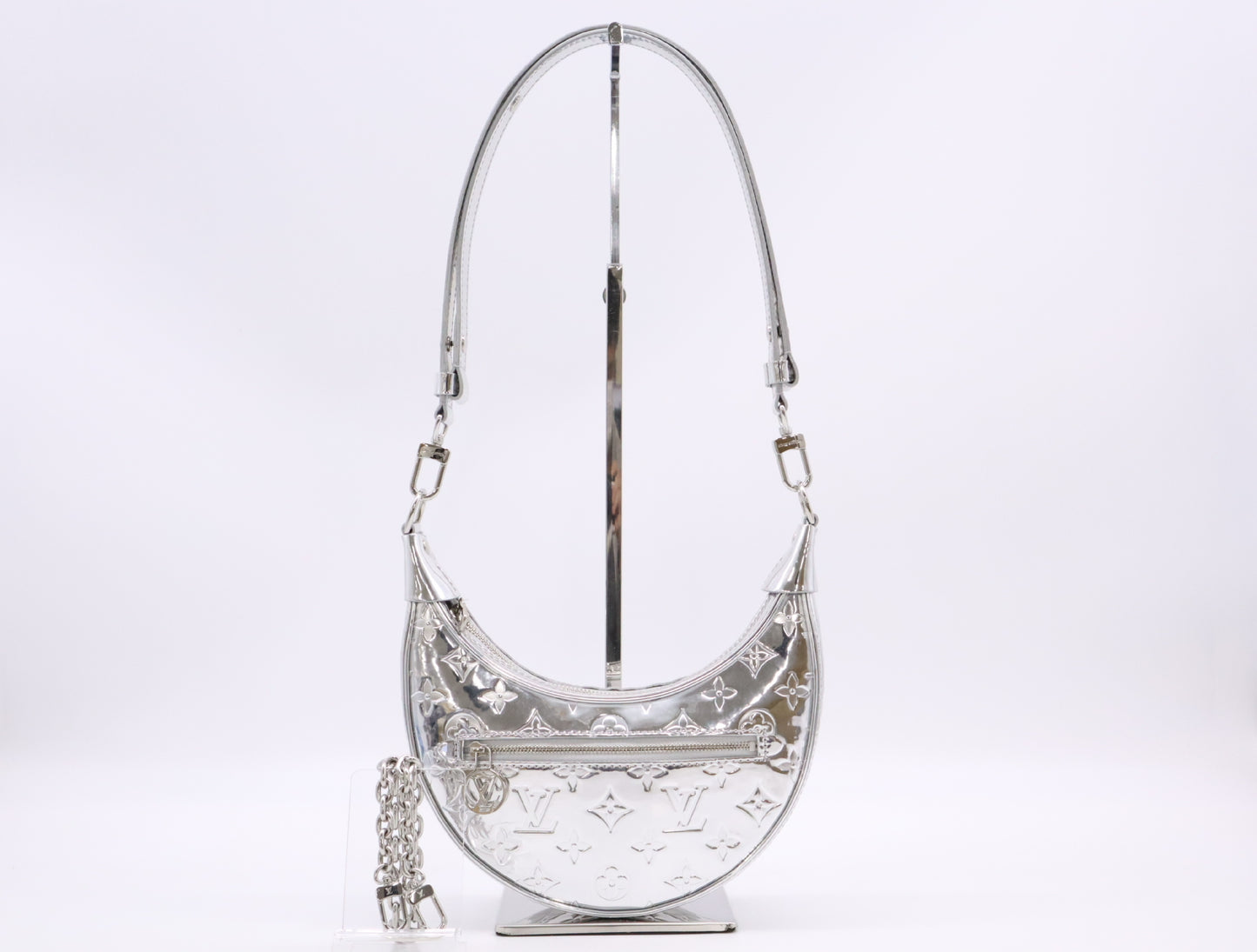 LOUIS VUITTON M11833 Enamel Monogram Myroir Loop Silver RFID Reactive Verified Handbag with Shoulder Strap and Chain