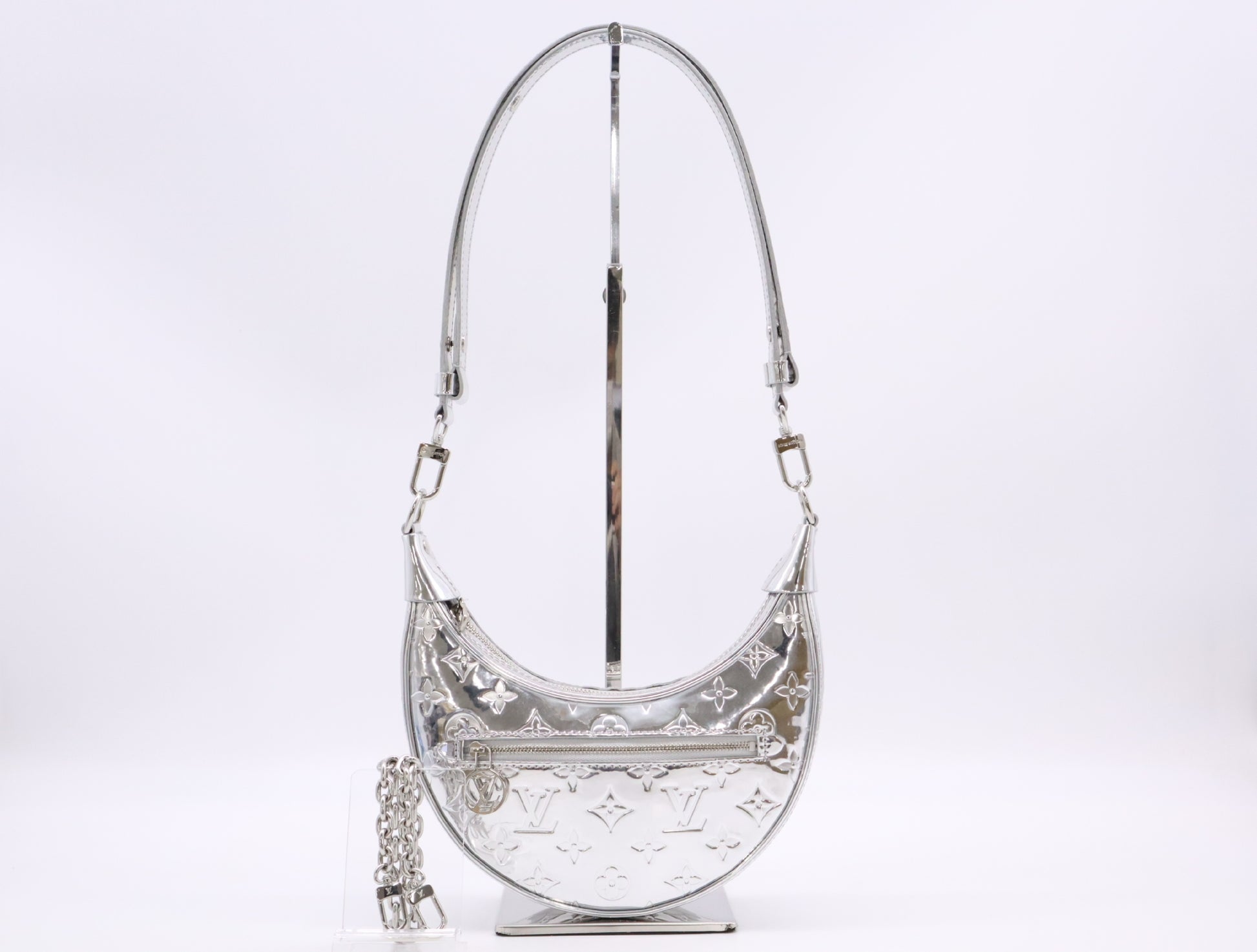 LOUIS VUITTON M11833 Enamel Monogram Myroir Loop Silver RFID Reactive Verified Handbag with Shoulder Strap and Chain