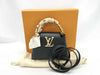 LOUIS VUITTON M23943 Taurillon Leather Capucines Mini Noir Handbag, RFID Enabled, No Serial Tag, Includes Strap, Scarf, Box, and Dust Bag