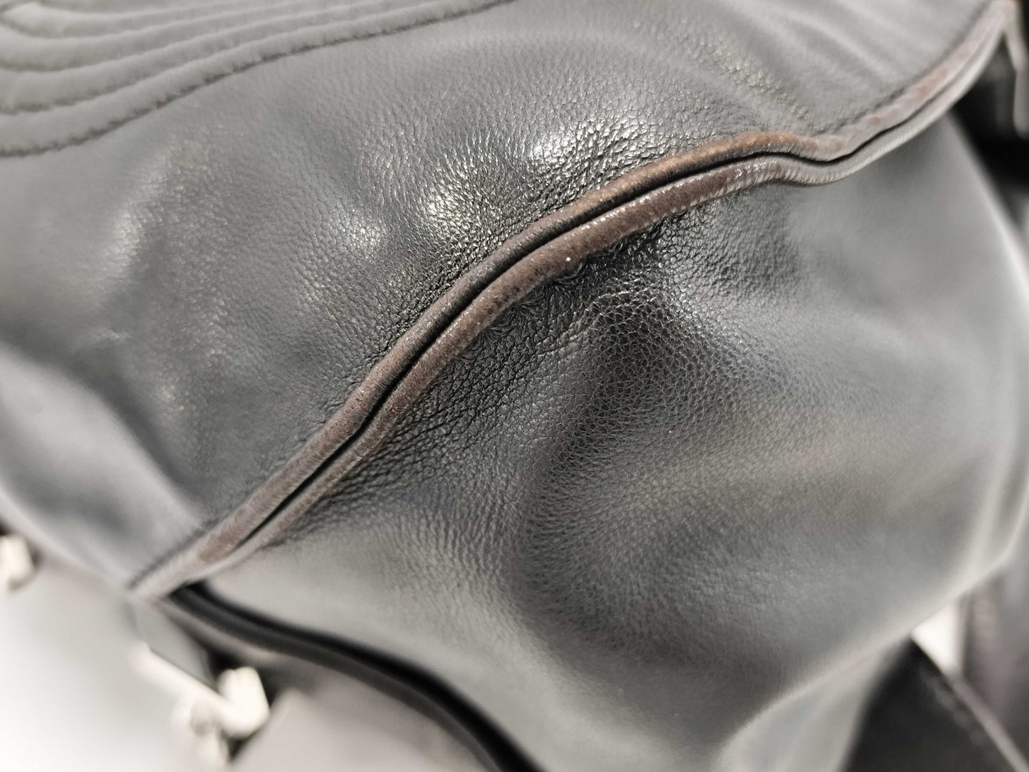 CHANEL Lambskin Coco Mark Backpack with Silver Hardware, Black Seal, Card, 3914567, Includes Card and Dust Bag