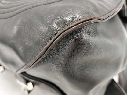 CHANEL Lambskin Coco Mark Backpack with Silver Hardware, Black Seal, Card, 3914567, Includes Card and Dust Bag