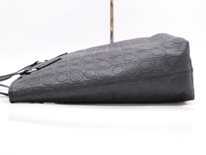 Salvatore Ferragamo Leather Gancini Tote Bag Black Tote Bag