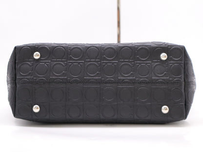 Salvatore Ferragamo Leather Gancini Tote Bag Black Tote Bag