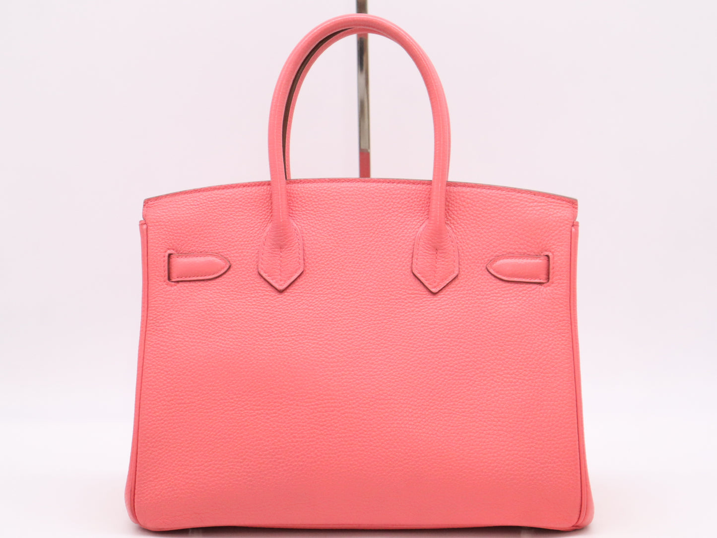 HERMES Togo Birkin 25 Pink Silver Fittings B Engraved 2023 Cadena Key x2 with Storage Bag and Box Handbag