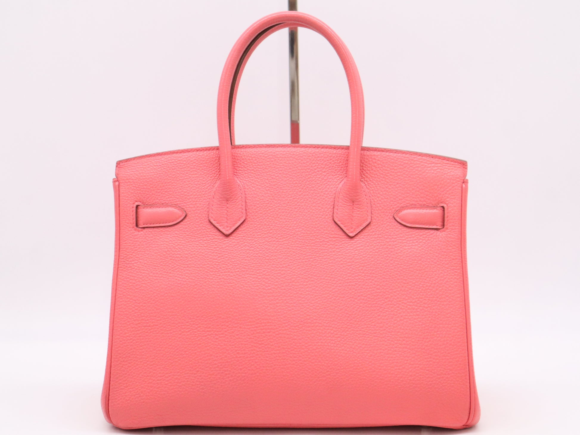 HERMES Togo Birkin 25 Pink Silver Fittings B Engraved 2023 Cadena Key x2 with Storage Bag and Box Handbag