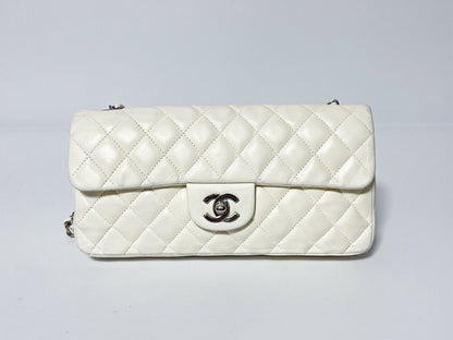 CHANEL Single Flap White Shoulder Bag