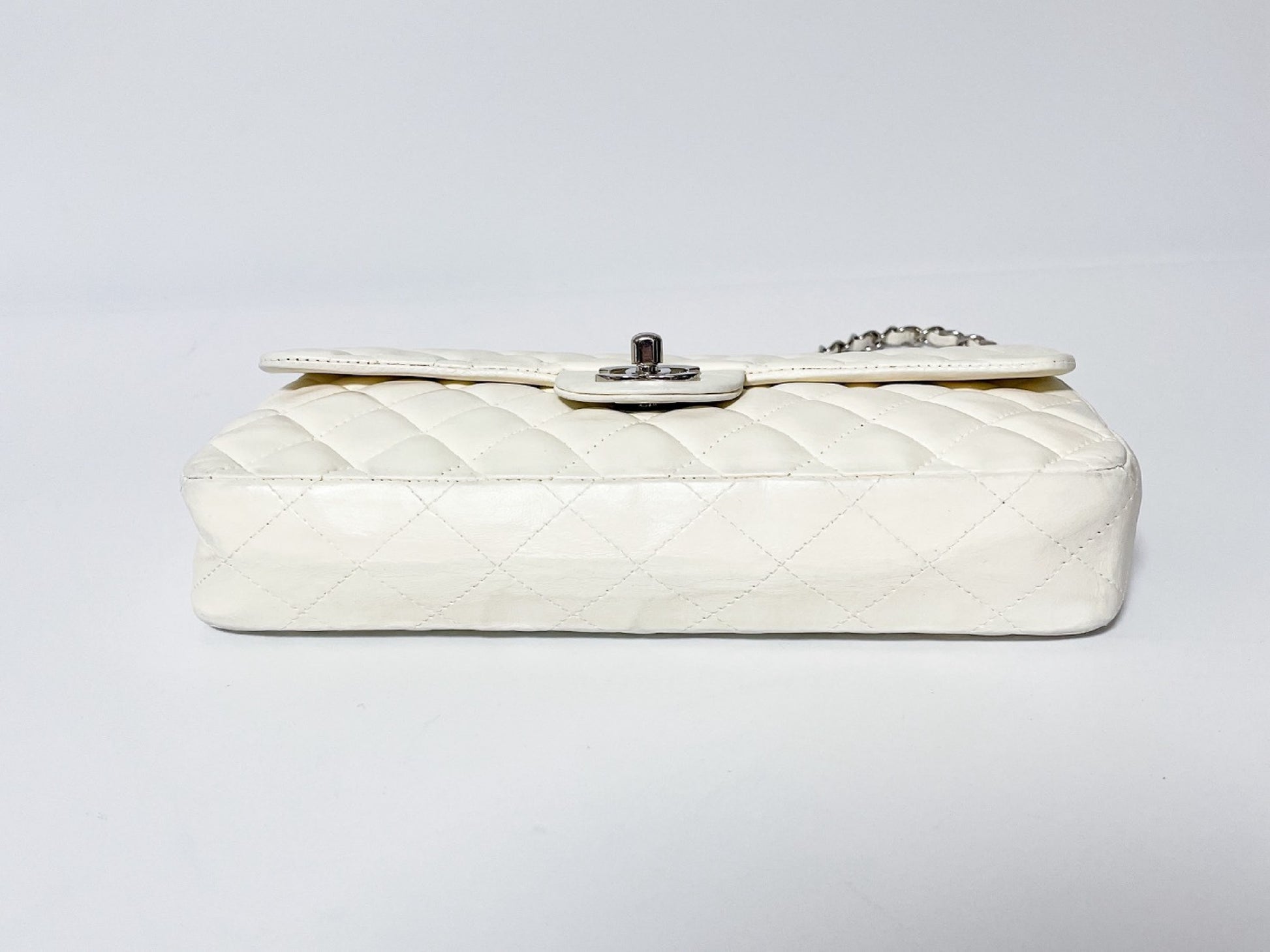 CHANEL Single Flap White Shoulder Bag