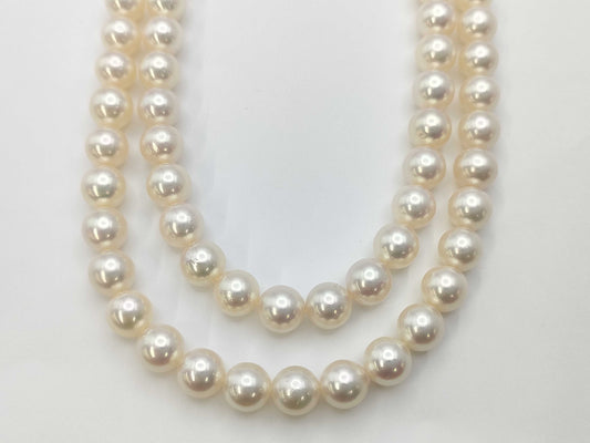 TASAKI 2-row colored stone pearl diameter approx. 7.4-7.8mm K14WG 77.4g necklace 