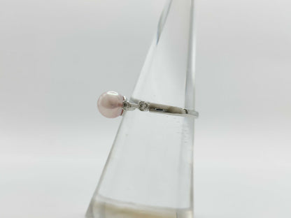 Vendome Aoyama Pearl Diameter Approx. 6.0mm Transparent Stone K18WG 2.0g Ring 