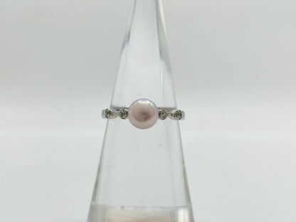 Vendome Aoyama Pearl Diameter Approx. 6.0mm Transparent Stone K18WG 2.0g Ring 
