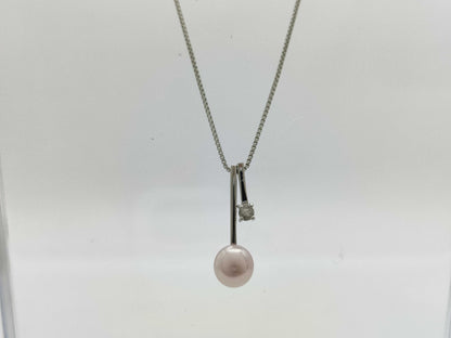 Vendome Aoyama Pearl Diameter Approx. 6.4mm Transparent Stone K18WG 3.2g Necklace 