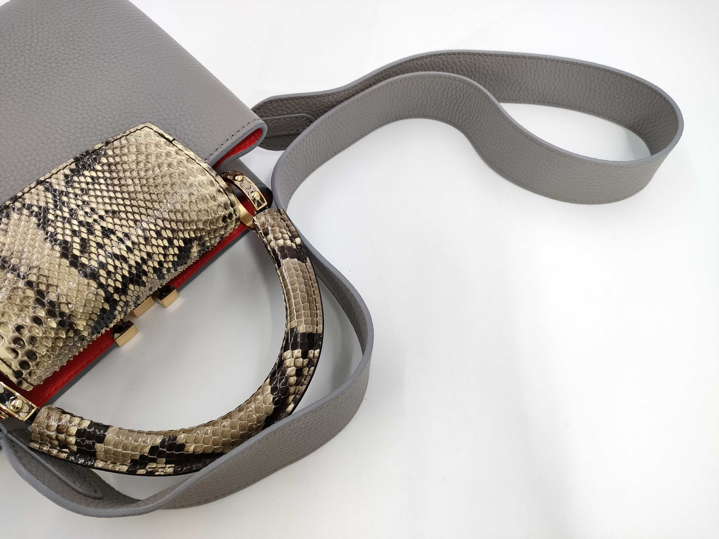 LOUIS VUITTON LOUIS VUITTON bag LV logo x python Capucines BB gray handbag