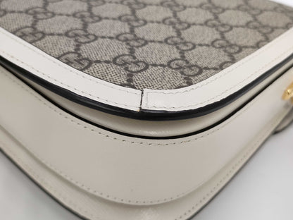 GUCCI Horsebit 1955 GG Supreme PVC and Leather Shoulder Bag
