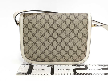 GUCCI Horsebit 1955 GG Supreme PVC and Leather Shoulder Bag