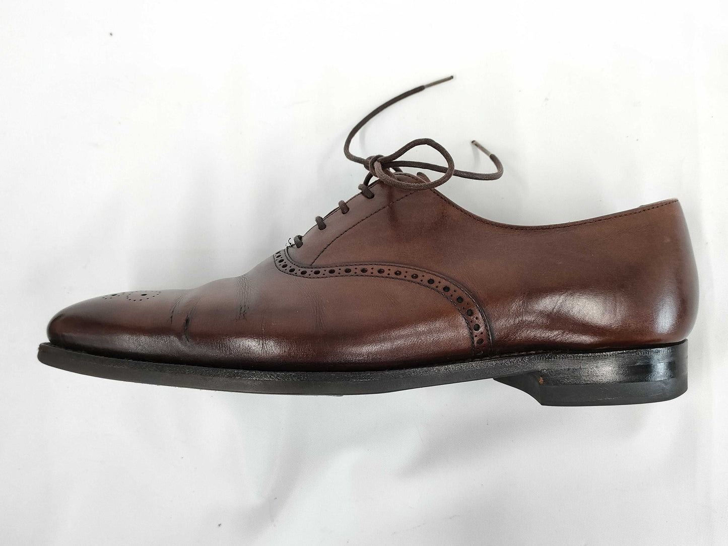 Crockett & Jones EDGWARE Medallion Dress Shoes, Leather, Dark Brown, Size 7, Business Shoes