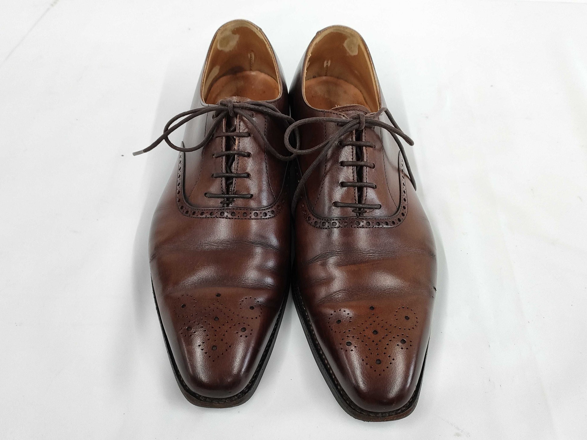 Crockett & Jones EDGWARE Medallion Dress Shoes, Leather, Dark Brown, Size 7, Business Shoes