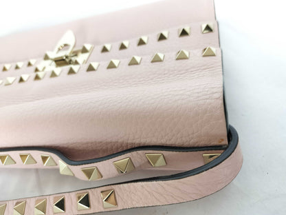 VALENTINO Leather Studded Shoulder Bag, Pink