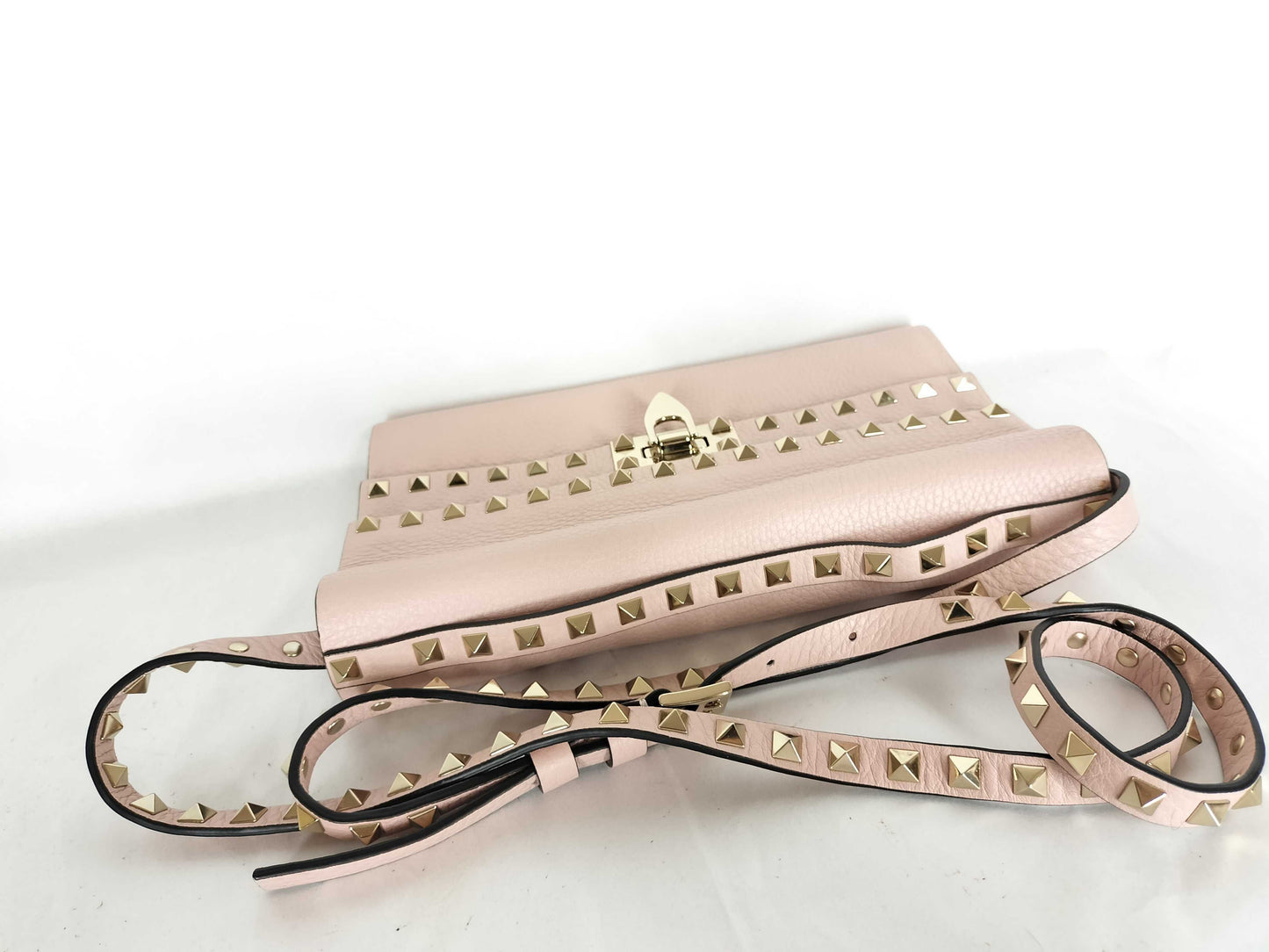 VALENTINO Leather Studded Shoulder Bag, Pink