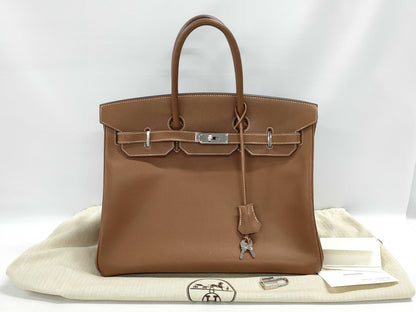 CHANEL Hermès Birkin 35 Brown with Silver Hardware, Large Handbag