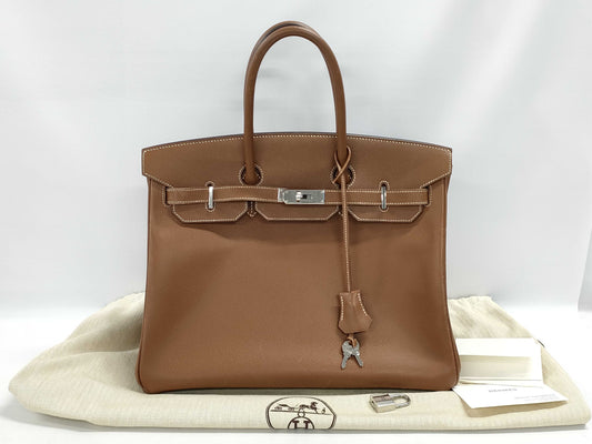 CHANEL Hermès Birkin 35 Brown with Silver Hardware, Large Handbag