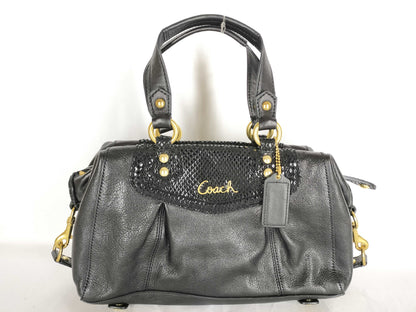 COACH Leather 2-Way Shoulder Bag, Black, Handbag