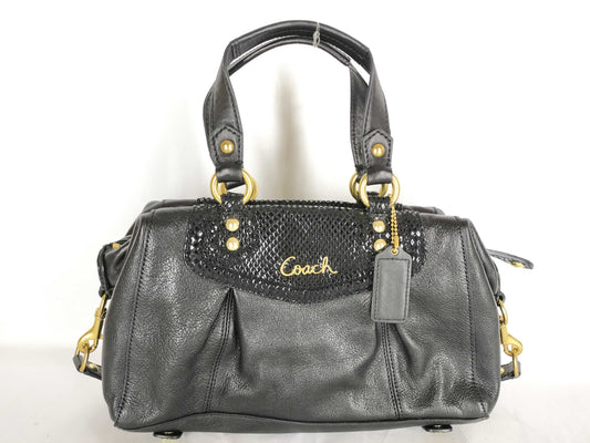 COACH Leather 2-Way Shoulder Bag, Black, Handbag