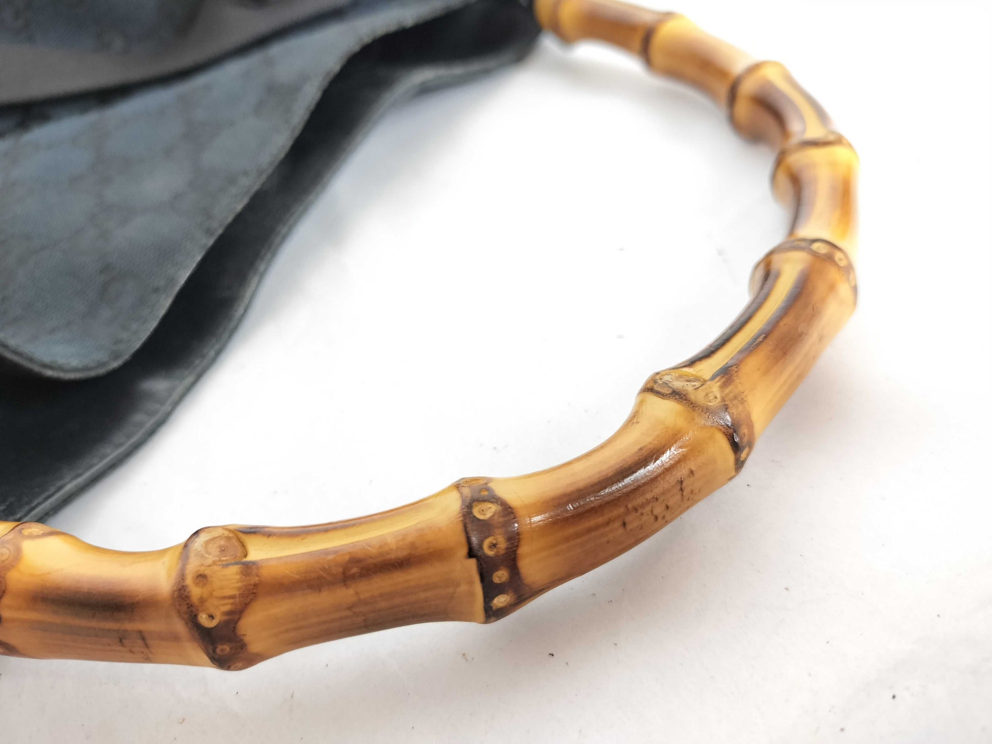 GUCCI GG Canvas Bamboo One-Shoulder Black Shoulder Bag