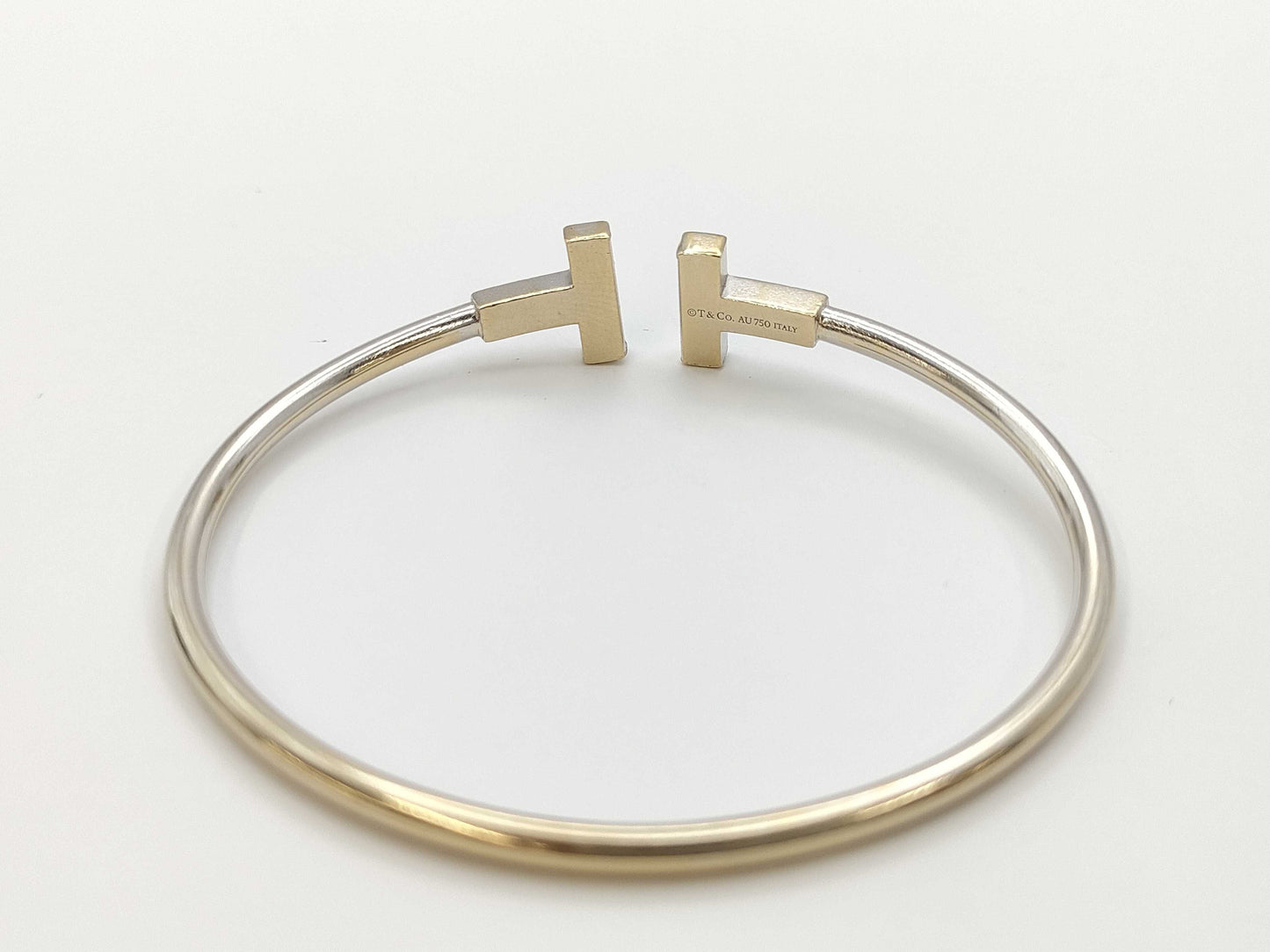Tiffany&Co. T-Wire Diamond WG Au750 8.4g Bracelet Bangle 