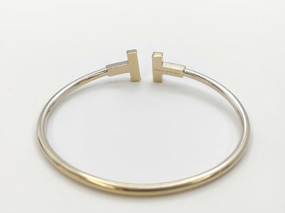 Tiffany&Co. T-Wire Diamond WG Au750 8.4g Bracelet Bangle 