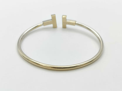Tiffany&Co. T-Wire Diamond WG Au750 8.4g Bracelet Bangle 