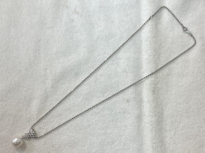 Semi-Round Pearl Diameter Approx. 12.4mm D0.54ct Pt900/850 13.6g Necklace 