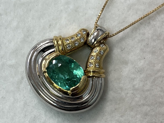 Paraiba Tourmaline 4.28ct D0.12ct K18 12.9g Necklace 