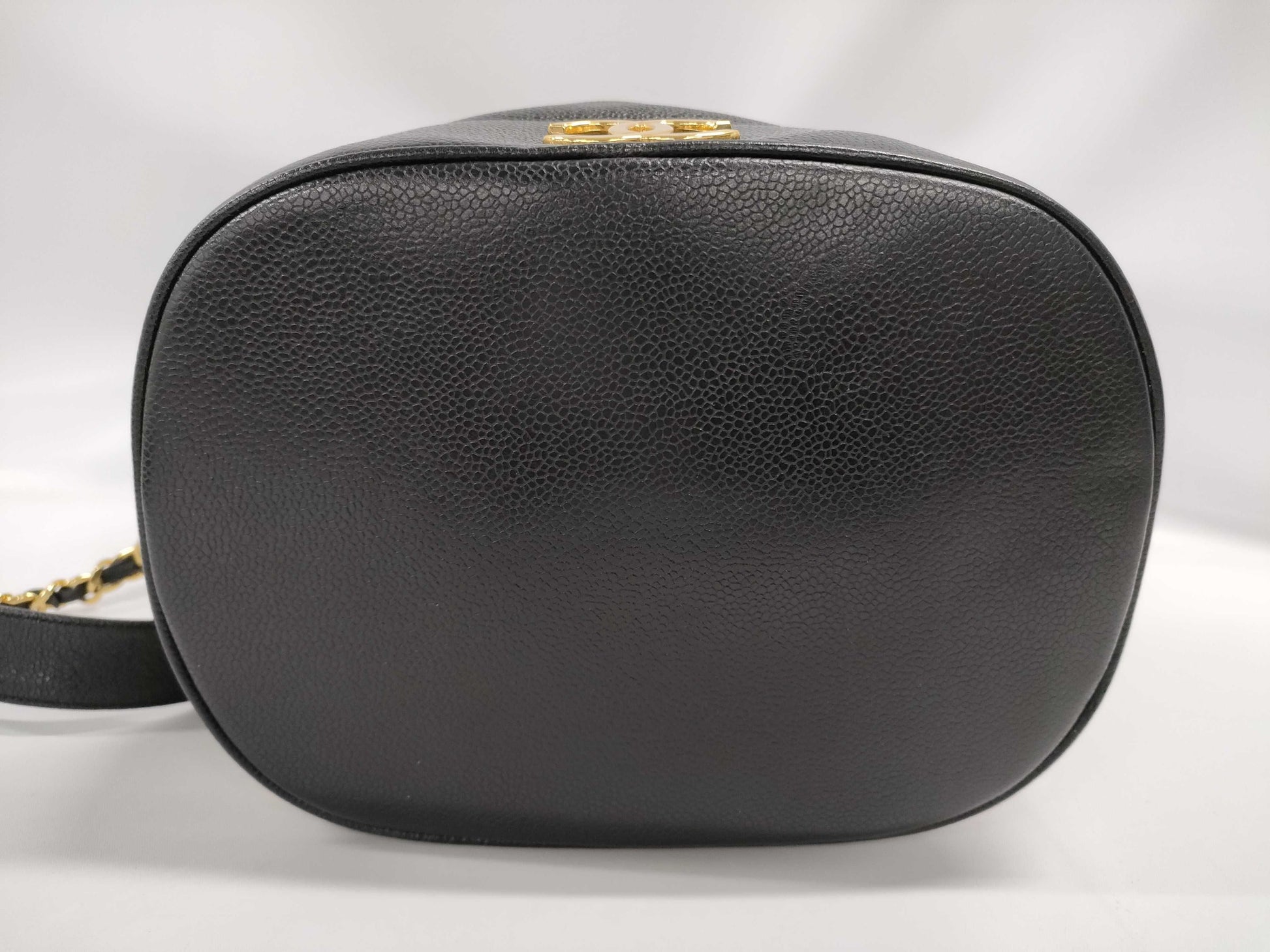 CHANEL Caviar Skin Triple Coco Drawstring Chain Shoulder Bag, Black, G Hardware, No. 2