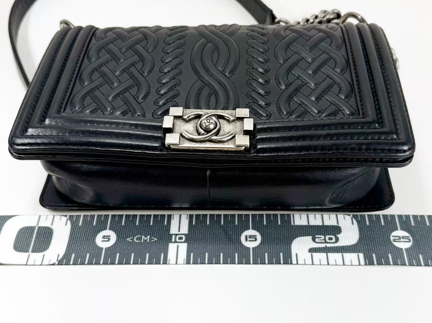 CHANEL Boy Embossed Leather Shoulder Bag, W25cm, Approx. 18th Series [Sealed], Vintage S-shaped Hardware, 18286636