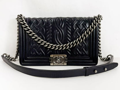 CHANEL Boy Embossed Leather Shoulder Bag, W25cm, Approx. 18th Series [Sealed], Vintage S-shaped Hardware, 18286636