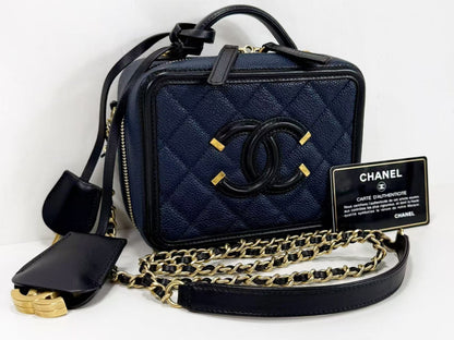 CHANEL Caviar Skin CC Filigree Vanity Bag, W16cm, Approx. 23 Series, [G Card and Sticker Included], Vintage G Hardware, Shoulder Bag, 23804961
