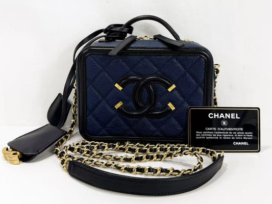 CHANEL Caviar Skin CC Filigree Vanity Bag, W16cm, Approx. 23 Series, [G Card and Sticker Included], Vintage G Hardware, Shoulder Bag, 23804961