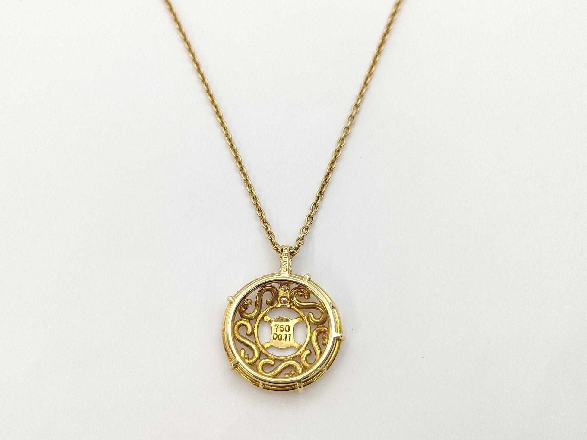 CELINE Macadam D0.11ct 750 6.8g Necklace