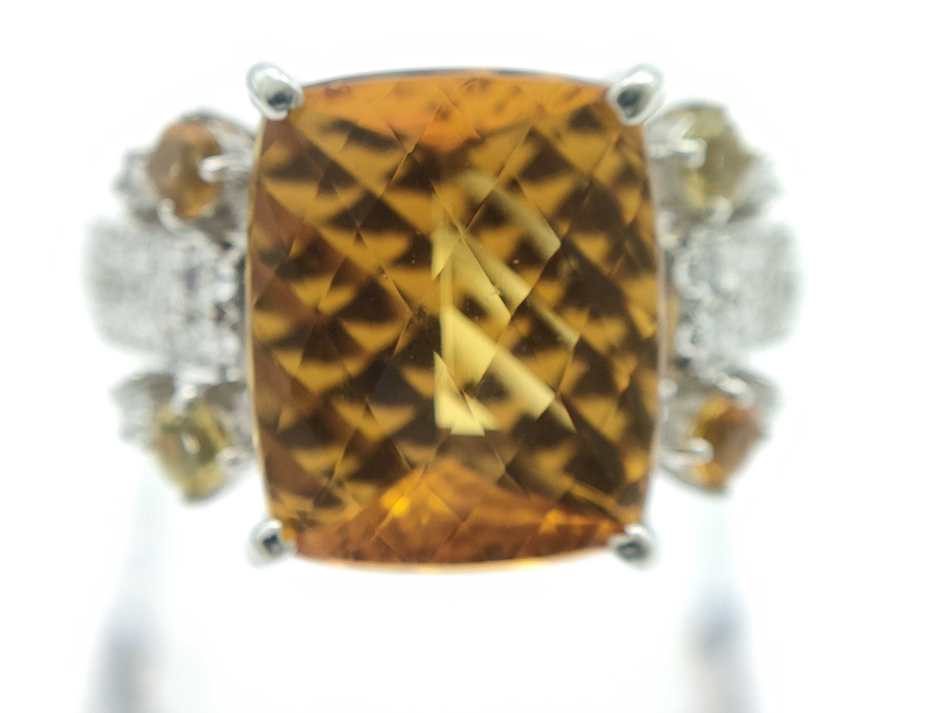 Citrine 5.14ct D0.40ct YB0.12ct C0.12ct PT900 9.2g Ring 