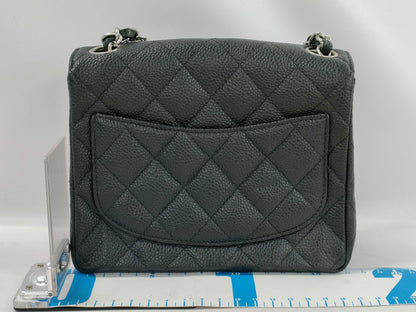 CHANEL Mini Matelasse Shoulder Bag, Caviar Leather, Silver Hardware
