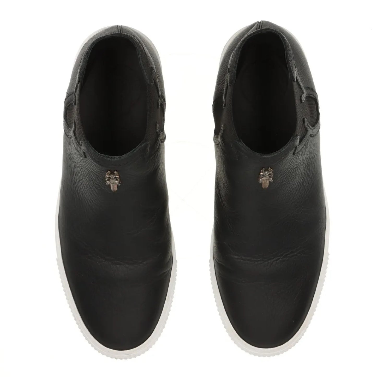 CHROME HEARTS MID TOP Mid-top Dagger-embellished Side Gore Slip-on High-top Sneakers, Size 39, Black Leather