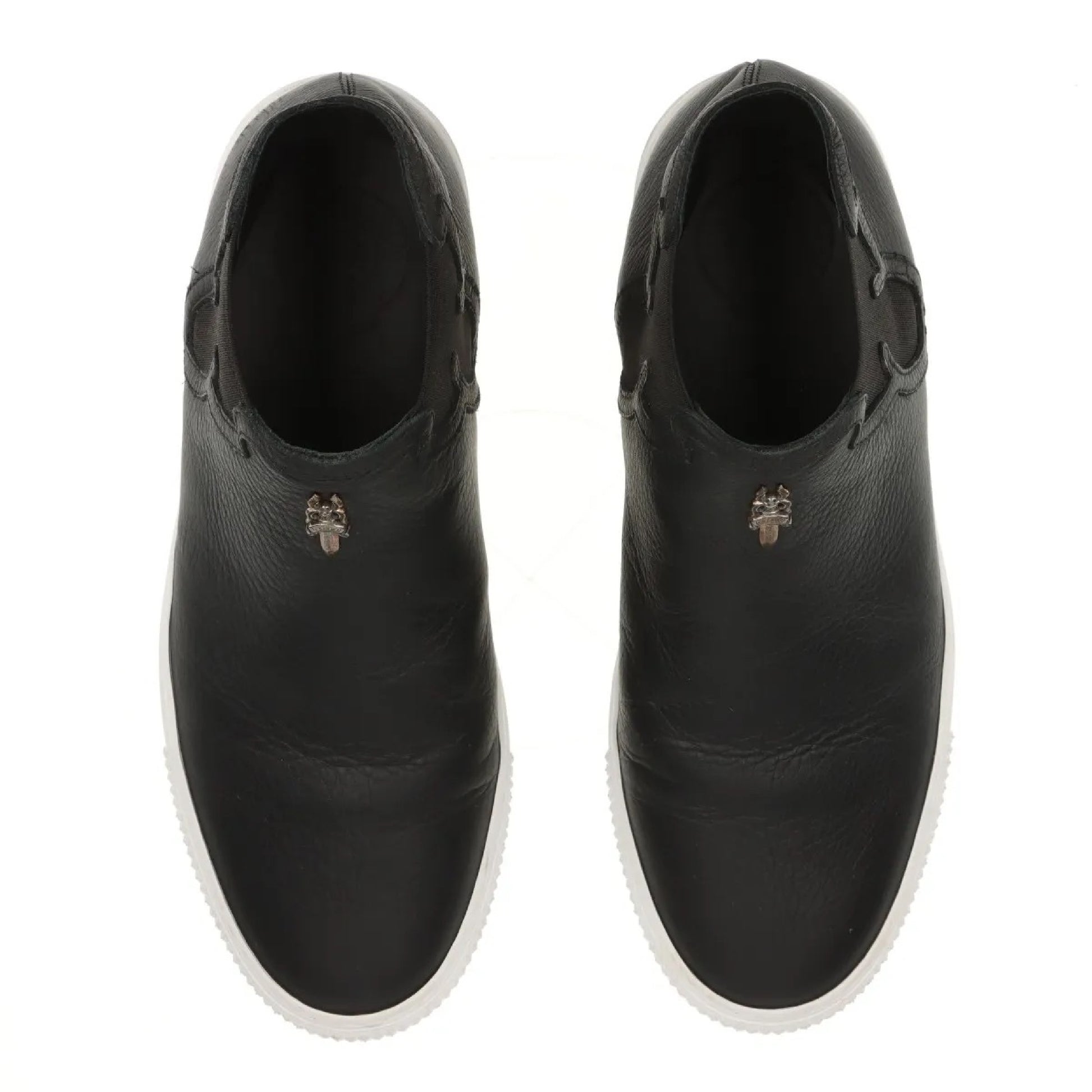 CHROME HEARTS MID TOP Mid-top Dagger-embellished Side Gore Slip-on High-top Sneakers, Size 39, Black Leather