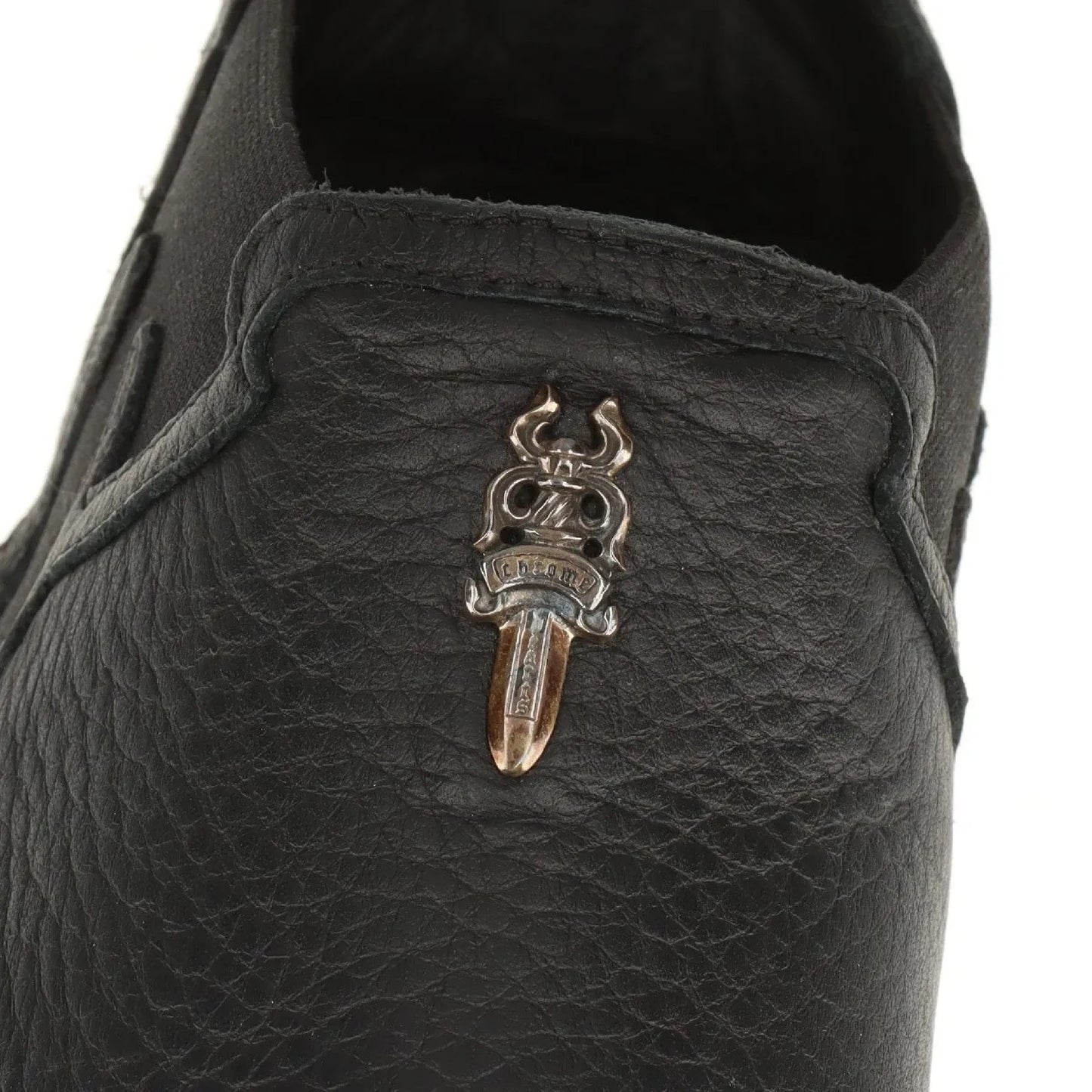 CHROME HEARTS MID TOP Mid-top Dagger-embellished Side Gore Slip-on High-top Sneakers, Size 39, Black Leather