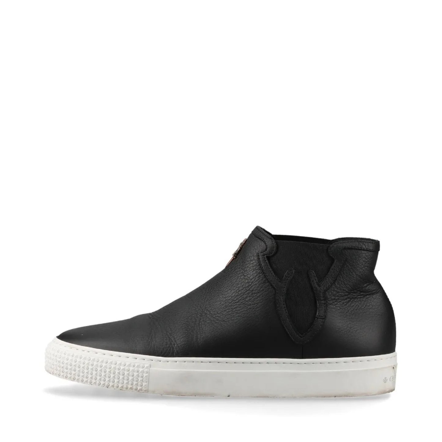 CHROME HEARTS MID TOP Mid-top Dagger-embellished Side Gore Slip-on High-top Sneakers, Size 39, Black Leather