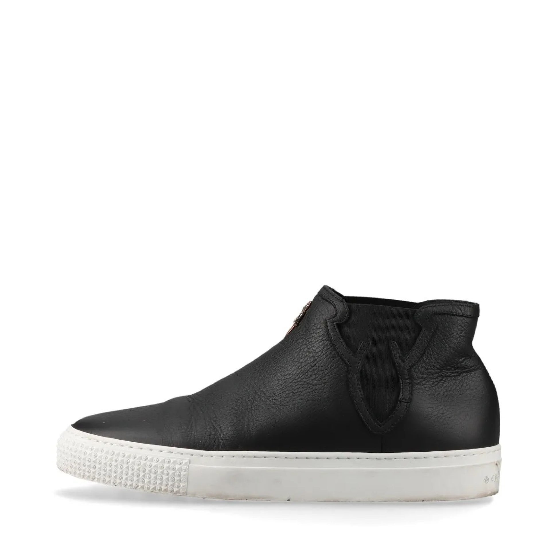 CHROME HEARTS MID TOP Mid-top Dagger-embellished Side Gore Slip-on High-top Sneakers, Size 39, Black Leather