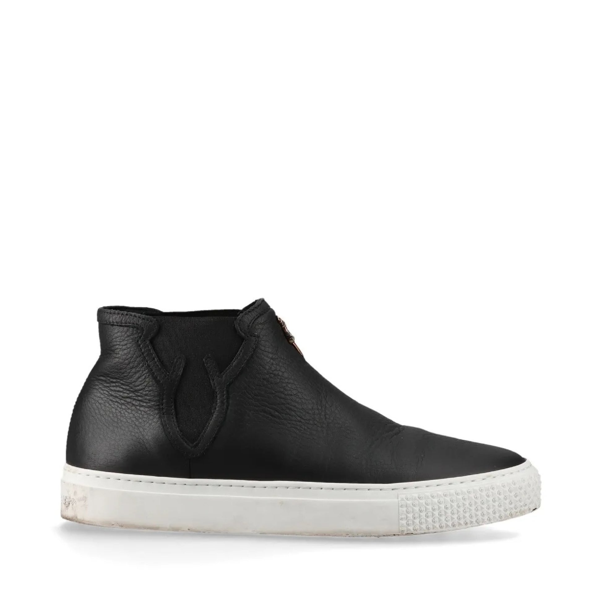 CHROME HEARTS MID TOP Mid-top Dagger-embellished Side Gore Slip-on High-top Sneakers, Size 39, Black Leather